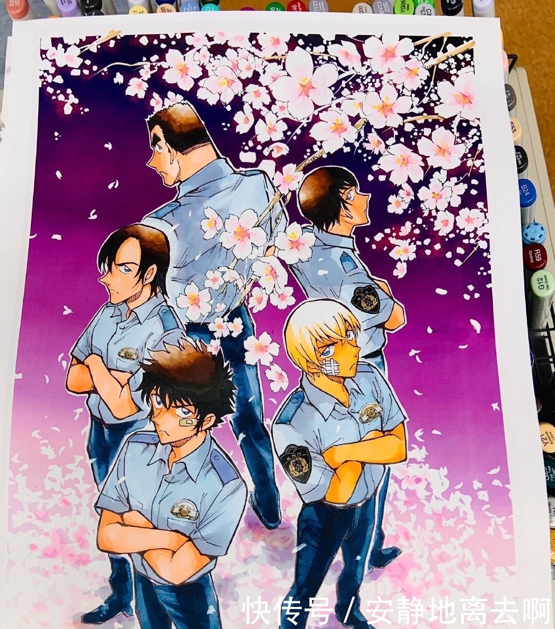 青山刚昌在柯南咖啡厅绘制最新插画,赤井一家 警校五人组登场!