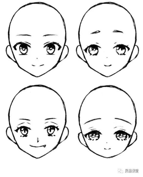 不同的脸部形象:除开发型的影响,我们调整五官的画法,也能画出不同
