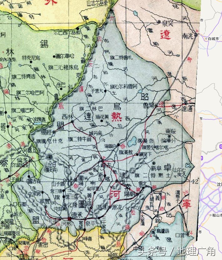 1933年中国民国时期绥远省,热河省,察哈尔省地图