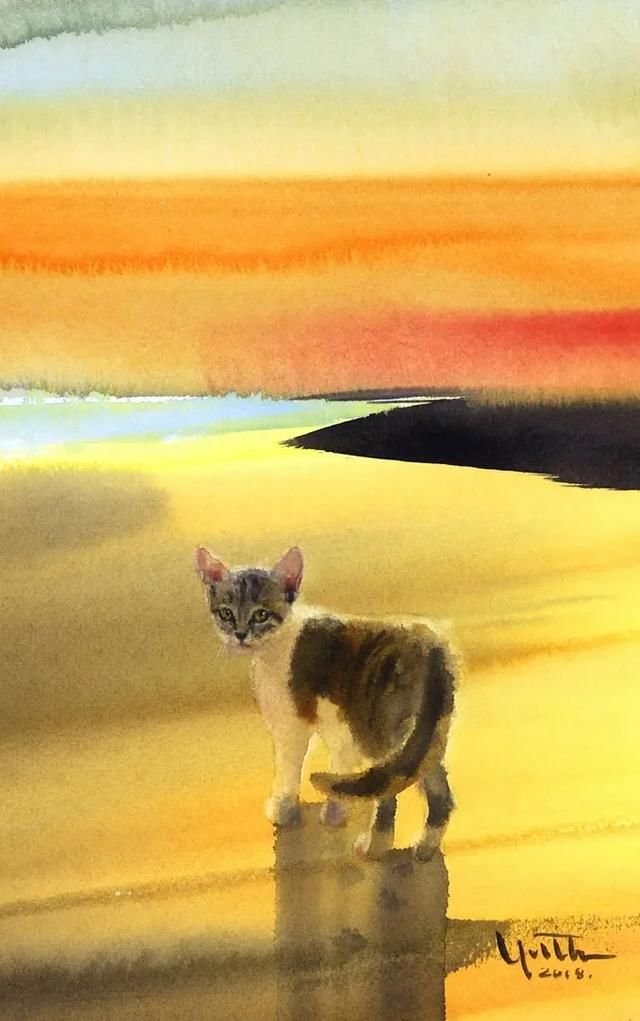 Jp水彩画家yutaka Murakami 猫系列作品欣赏 快资讯