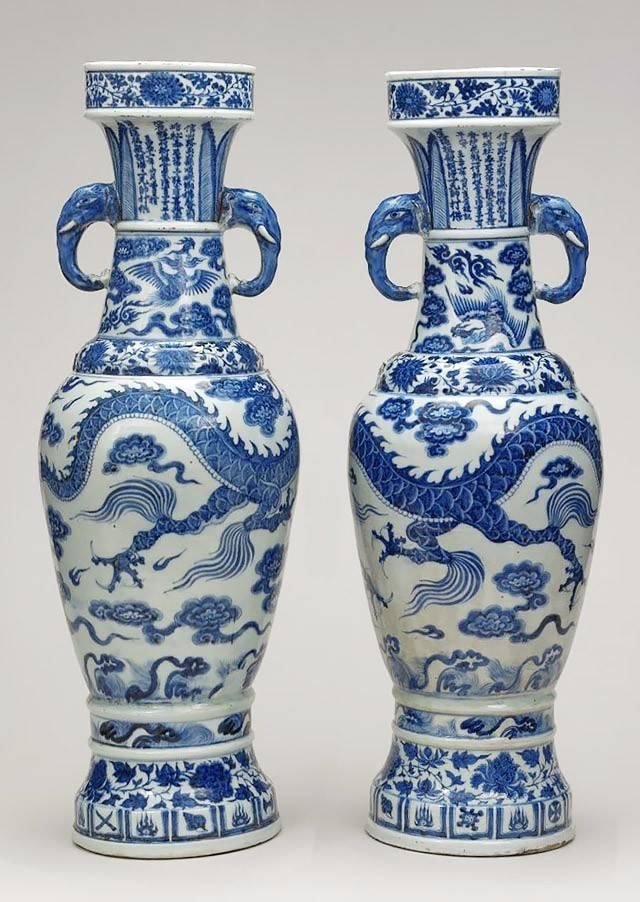 古美術　正元(254年十月-256年五月)時代物 /青花釉裏紅花卉文共蓋壺/在銘 清・乾隆年製款・古陶磁器・青花釉裡紅三多紋玉壺