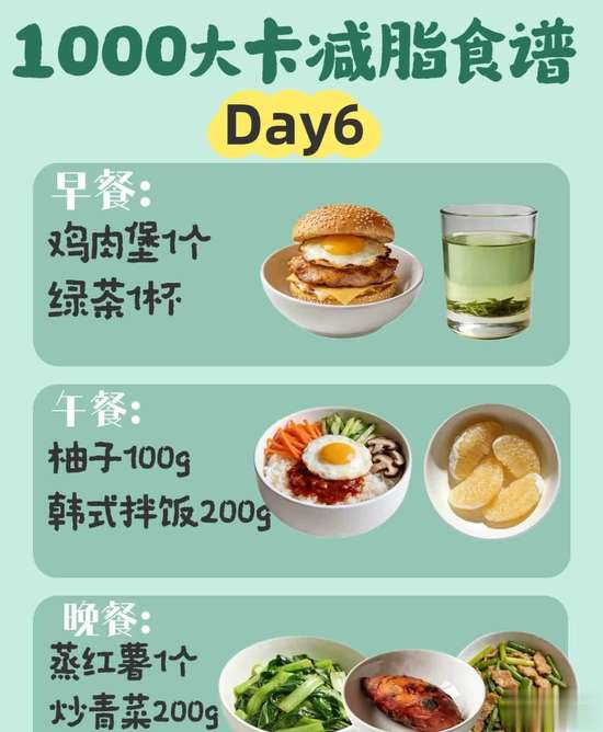 1000大卡减脂食谱