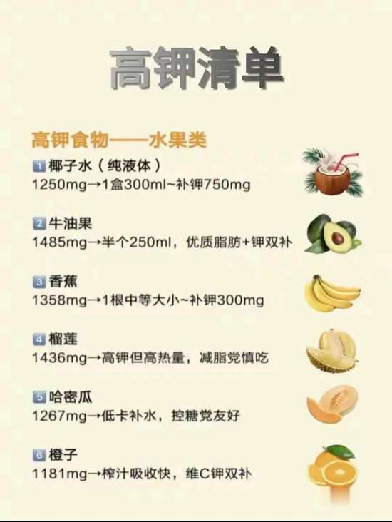 人体补钾哪种食物含钾最多