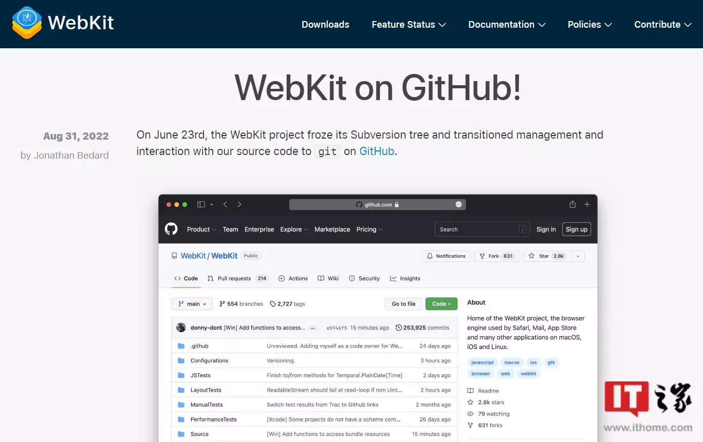 WebKit 浏览器引擎宣布迁移至 Git 和微软 GitHub挖呀挖黄老师已39岁，真容被嘲像嫩牛五方，榜一大哥“连夜逃跑”