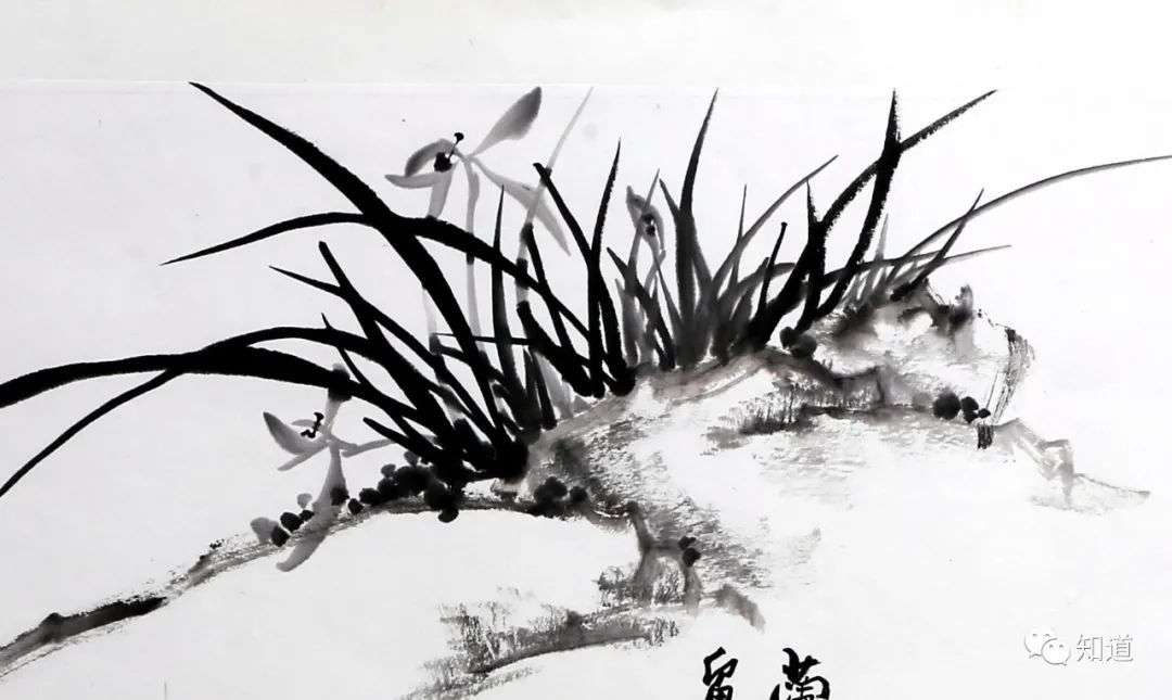 作品 问余何事研朱写，晓色临窗几案晴吟到梅花句亦香局部《题画兰》局部