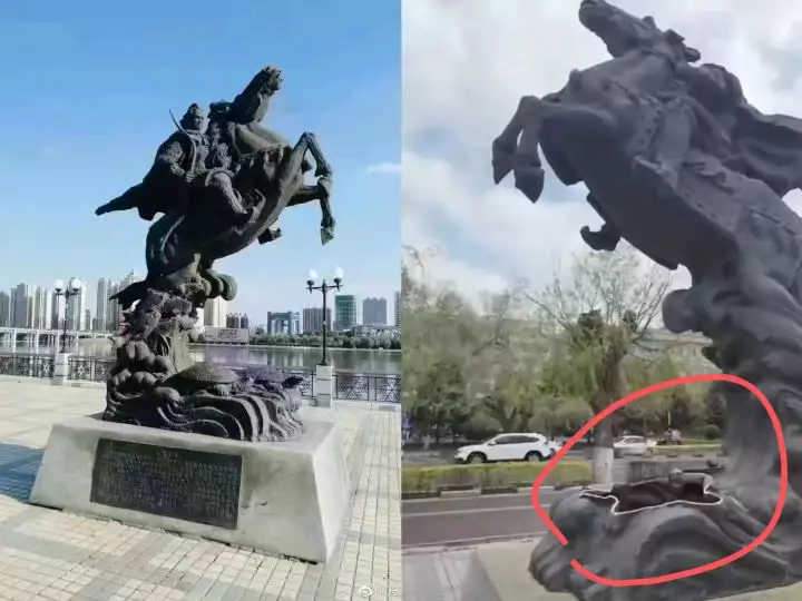 吉林市“东明建国”雕塑被部分拆除？当