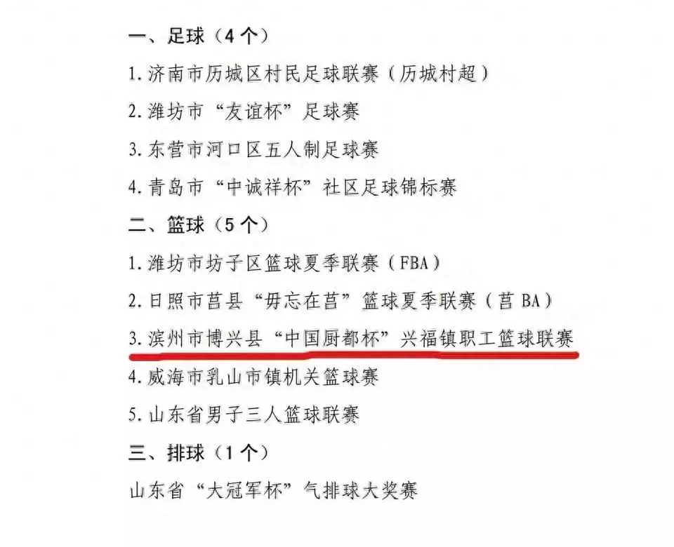 博兴上榜！省体育局首批群众“三大球”精品赛事案例名单公布播报文章