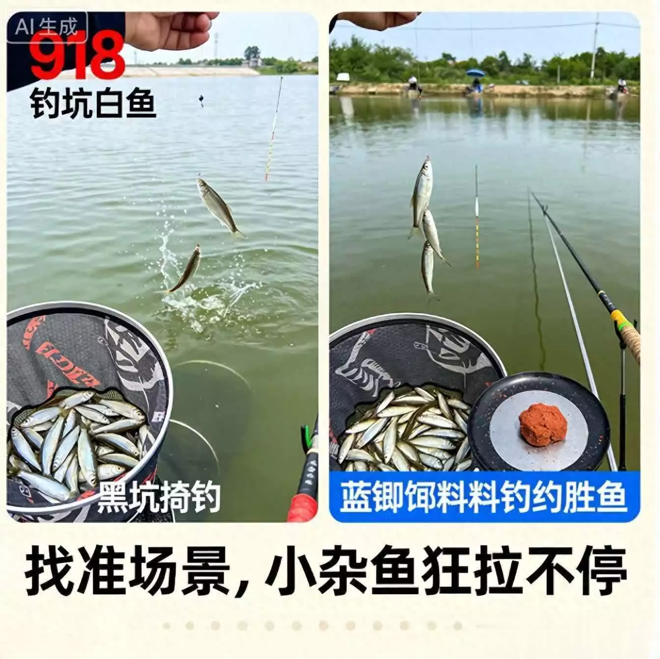 918vs蓝鲫钓白条实测：找准核心场景，狂拉小白条不停