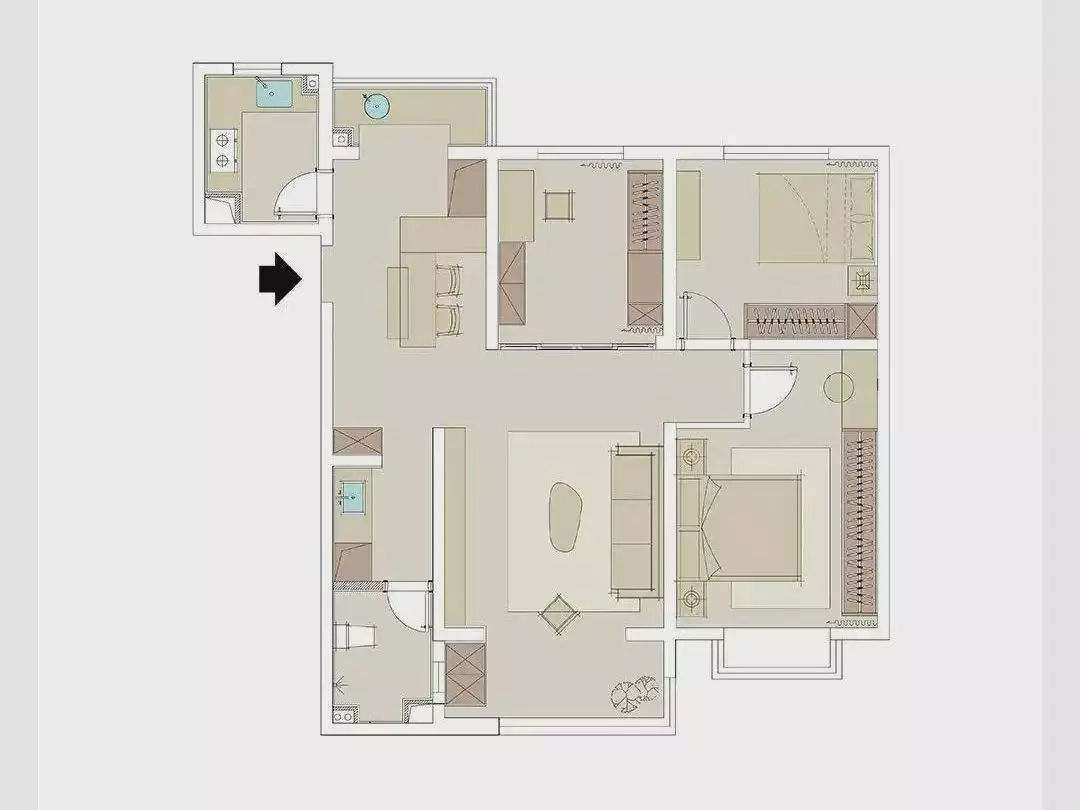 118平现代简约实用三口之家，有足够的储物空间可使用量子龙卷风制造地球黑洞
