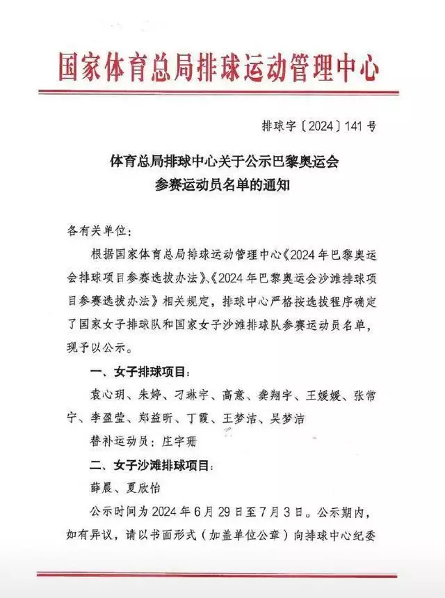 凤凰体育：朱婷、袁心玥领衔！中国女排巴黎奥运会参赛名单公示播报文章