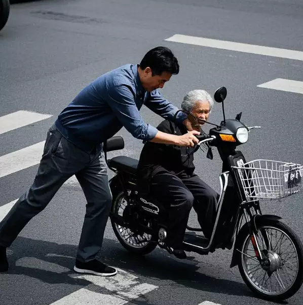 这都可以（老太扶电瓶车摔倒怎么处理）老太扶电瓶车摔倒怎么办视频，男子好心扶起骑电动车摔倒的老人反被讹，监控还原真相！这事你怎么看哪吒2：看懂鹤童被踩掉裙子，才懂她拜无量仙翁为师原因，网络监控，
