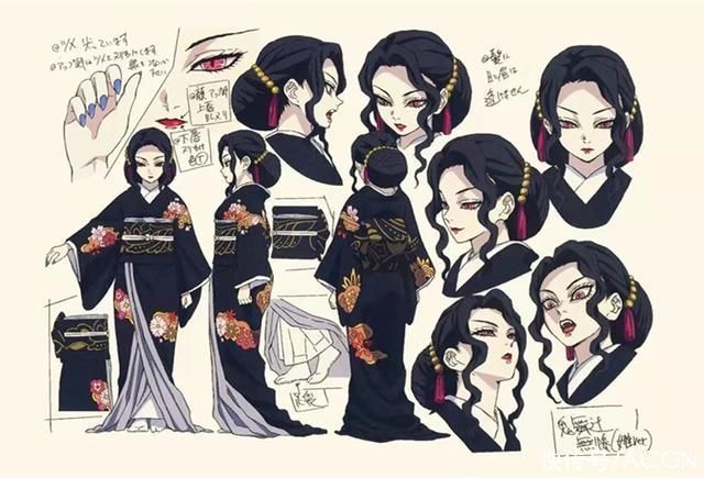 非人哉|网友分享鬼灭之刃设计稿,换个角度看主角,女装无惨看着有点美