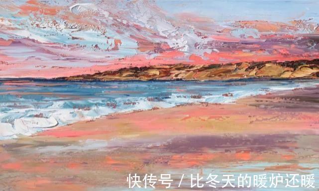 颜料@女画家用刮刀刮出震撼的风景,一量2厘米厚,网友:心疼颜料
