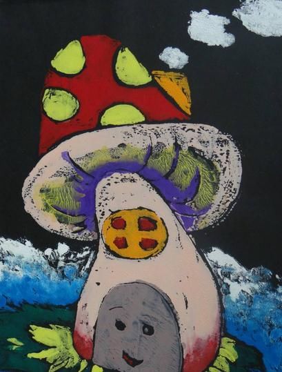 吹塑纸版画图片风景 - 快资讯