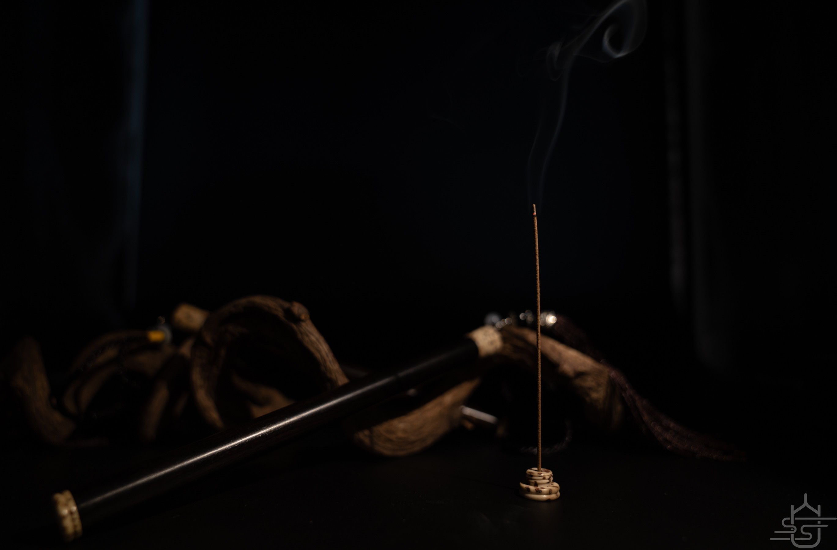 自适居手工越南红土沉香 搭配 黑檀木菩提根香桶