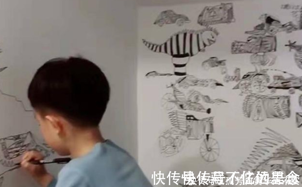 结果|妈妈“纵容”儿子在别人家乱涂乱画,赔偿几千元,结果作品很惊艳