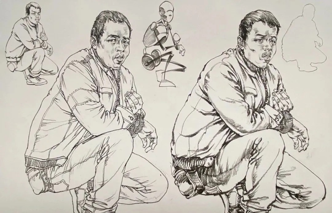 衣褶$你画的蹲姿动态速写是不是很容易“扑街”?