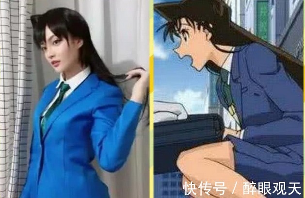 cos|柯南高中生妹子模仿毛利兰,发型高度相似,镜头拉近后网友懵了