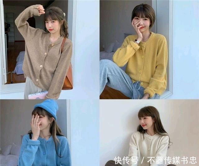 春天的衣服不需要太多，有这件“针织开衫”就足够，配裙子都好看