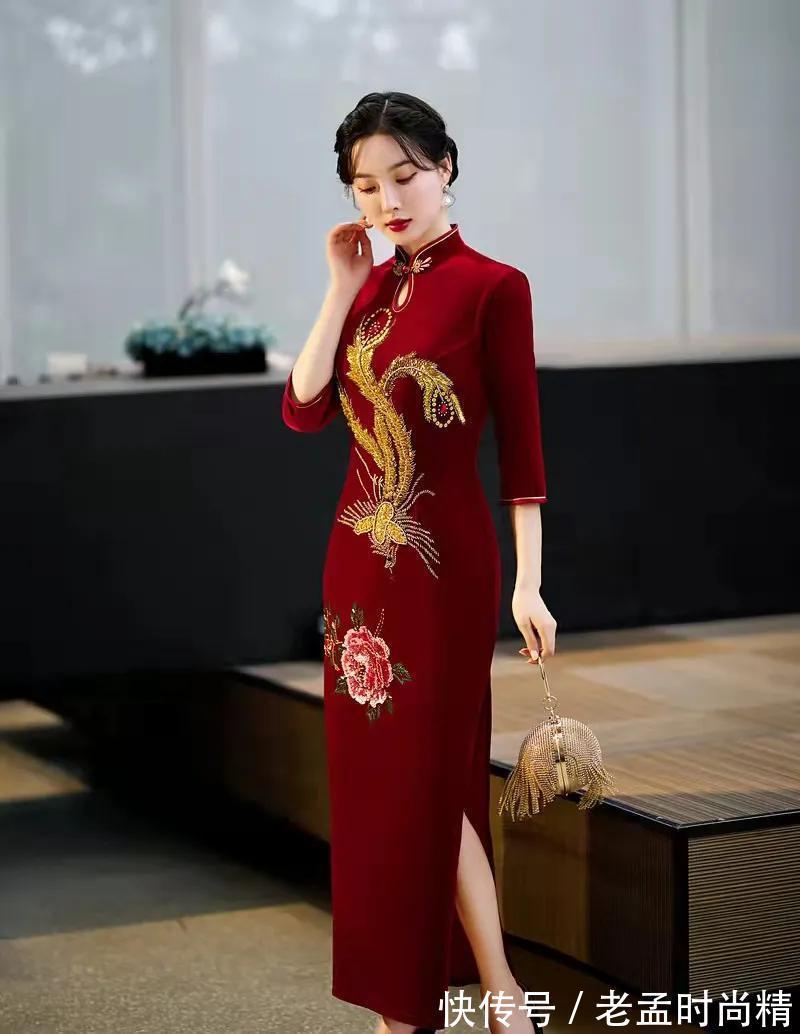 高贵|初秋时尚丝绒旗袍,低调而不失奢华,高贵典雅绝对艳压全场