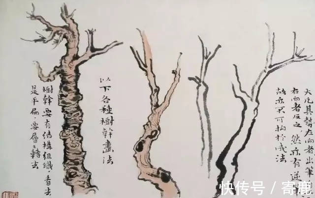 画树#国画教程|陆俨少树法