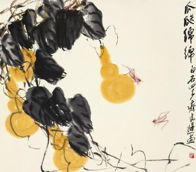 草虫@齐白石画的小虫子,放大5倍以上欣赏,翅膀上的脉络真实细腻!