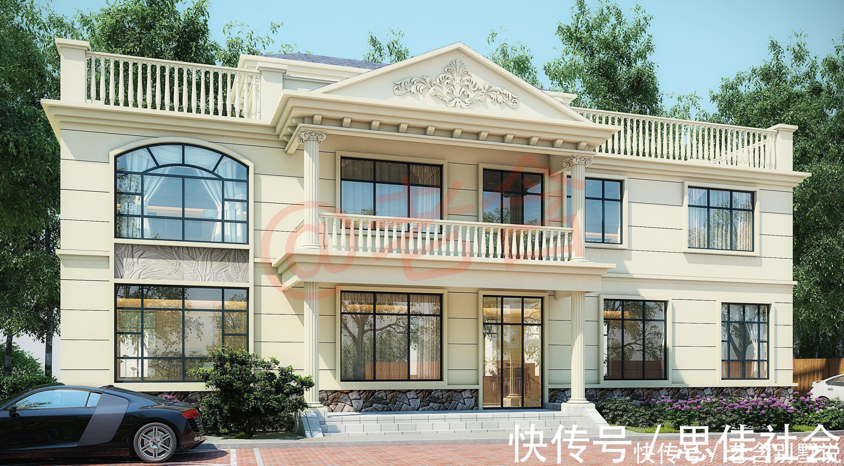 洋房|农村二层简欧洋房,5卧3厅+多功能设计,使农村生活更加舒适