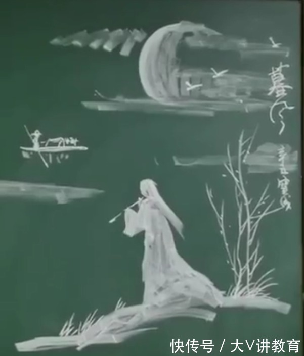 板书&各科老师手绘黑板,美术老师常规操作,数学老师:把头倒过来看