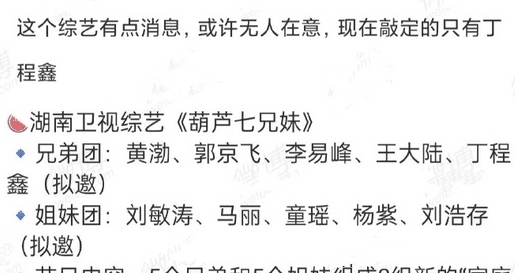 王大陆|湖南台又一新综来袭!《葫芦七兄妹》嘉宾阵容亮眼,丁程鑫已敲定