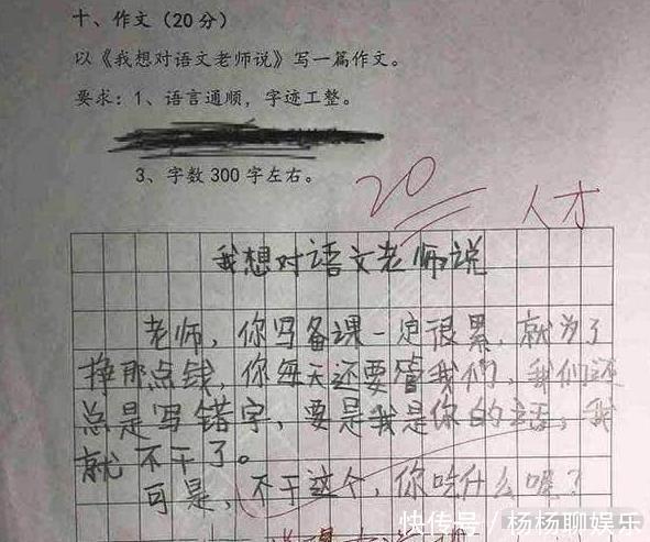 小学生满分作文《我的理想》走红,老师批语抢镜小心你同桌