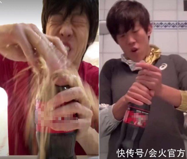 吸水|38岁林丹嗨玩龙吸水!被可乐猛喷一脸呛鼻子,表情狰狞动作夸张