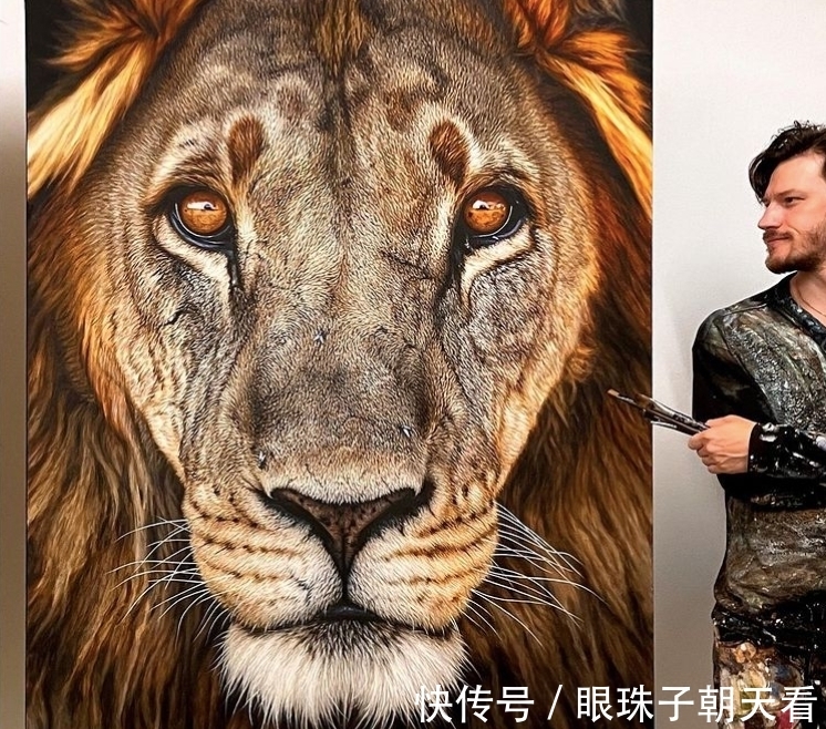 热爱!超写实野生动物,狂野凶猛的样子,随时准备从画布上扑下来