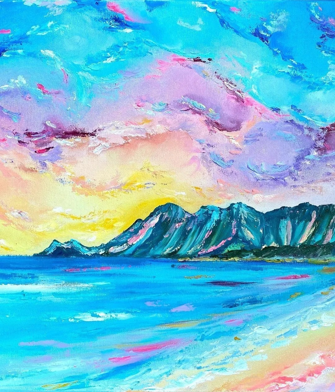 夏威夷$从没学过美术的她,用简单粗暴技法画画,让她成为了百万富豪