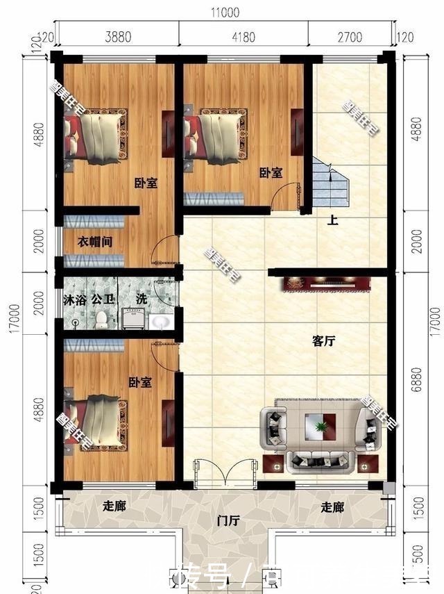 农村|两层简约农村别墅，平屋面做法，厨房餐厅不放主屋内！