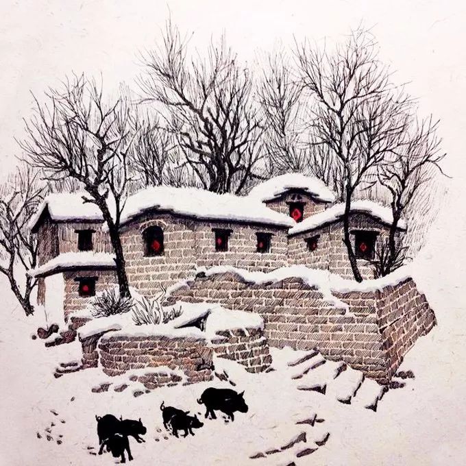 太行山@他用钢笔画出了至美的雪景