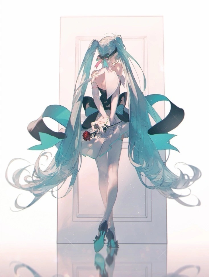 双马尾|画师笔下的初音未来，侧身、背影、三分身都很漂亮