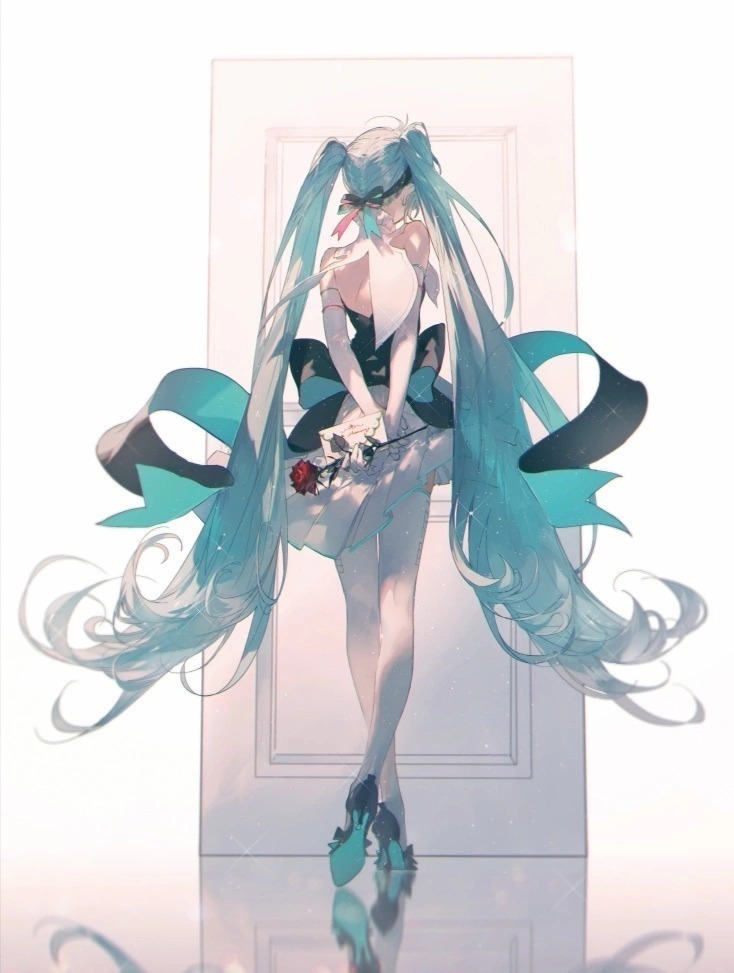 双马尾|画师笔下的初音未来,侧身、背影、三分身都很漂亮