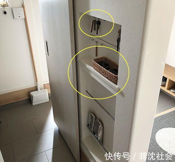 玄关|日本小户玄关不打鞋柜，墙面开槽做7cm深壁龛，满足一家人使用