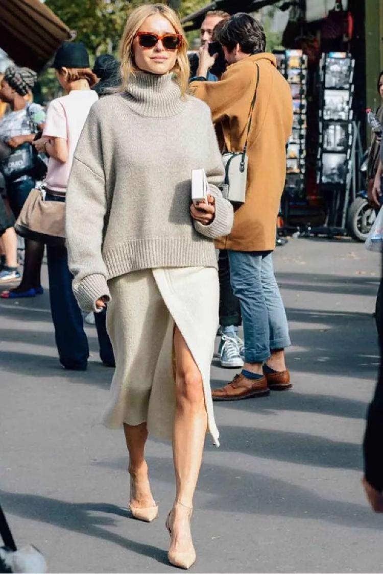 百褶裙|大毛衣+裙子, 才是2020秋冬最时髦的打开方式!