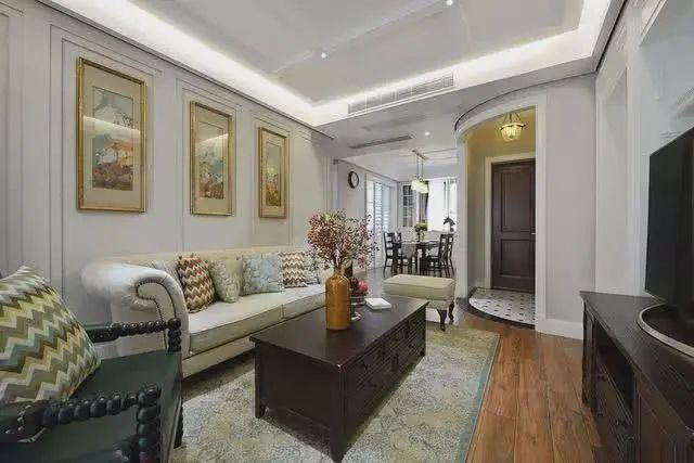 实用|朋友家的118㎡美式三居室,户型玄关和大电视柜太好看实用啦