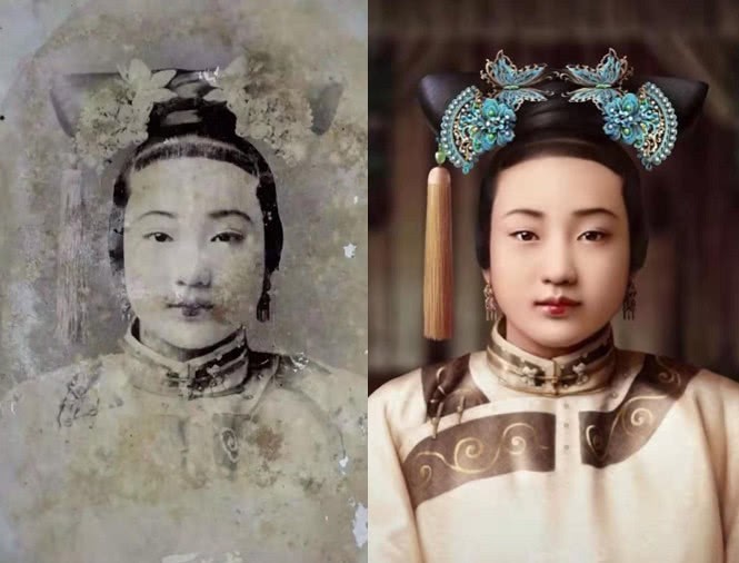 光绪|清末人物修复图,光绪是真的帅,婉容颜值一般,而她凭颜值碾压!
