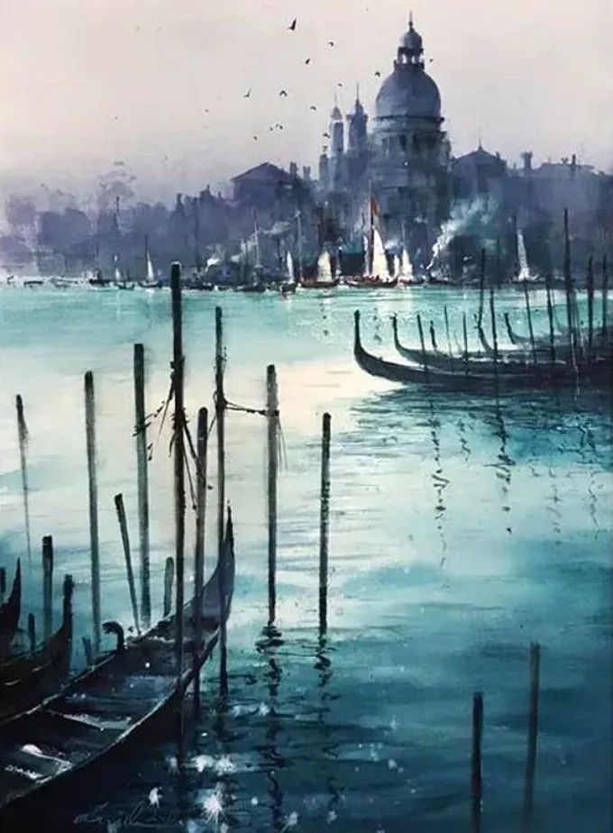 画面!极具美感的蓝绿水彩色调,如此画面,令人爱不舍手