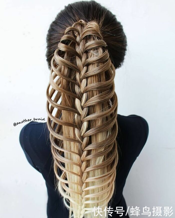 网红达人|65张编发照片,这哪是编头发分明是画画,图3这发型一次要半天