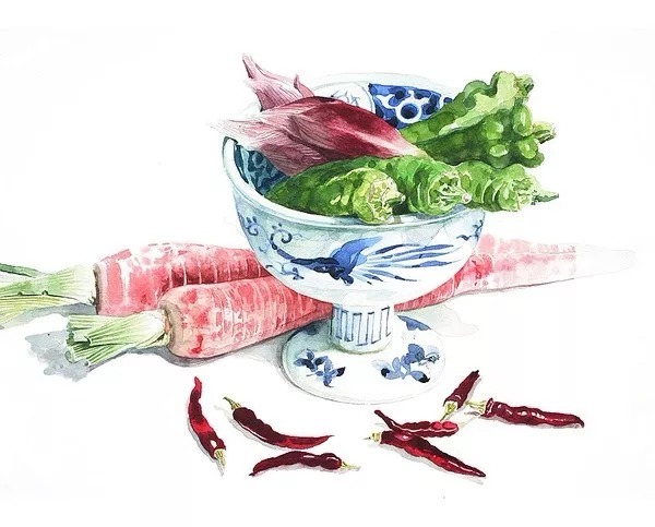 静物#日本柘植彩子Ayako Tsuge的花卉静物水彩画作品