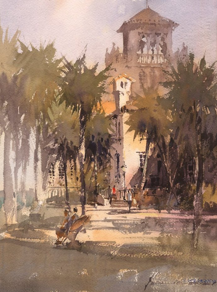 弗拉迪斯拉夫!印象水彩/美国当代艺术家弗拉迪斯拉夫水彩作品