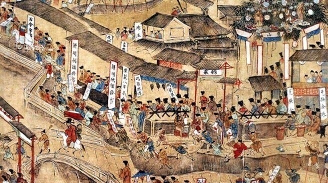 南都繁会图#500年前的明代古画，放大后仔细一瞧，角落中的男人足以改变历史