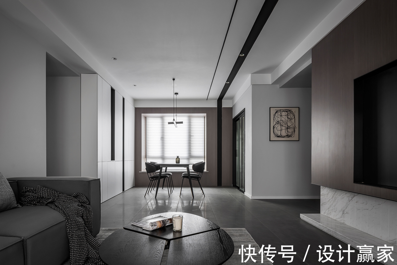 现代|132㎡现代黑白灰,素雅极简的美学空间,冷暖色搭配恰到好处