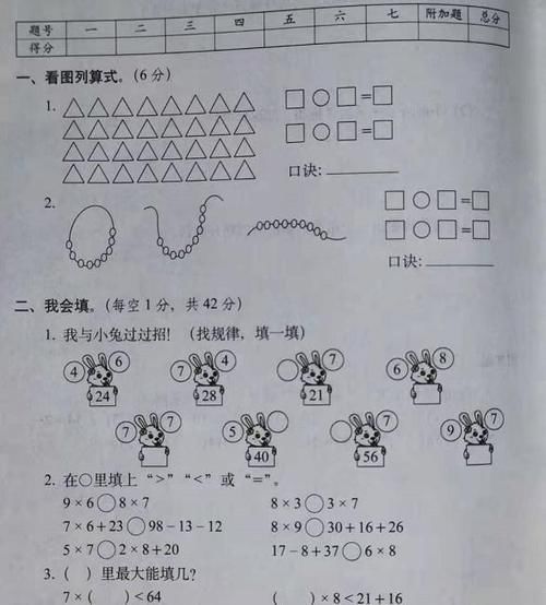 正方形|二年级数学上册第六单元测试题，老师：孩子对乘法真正理解了吗？