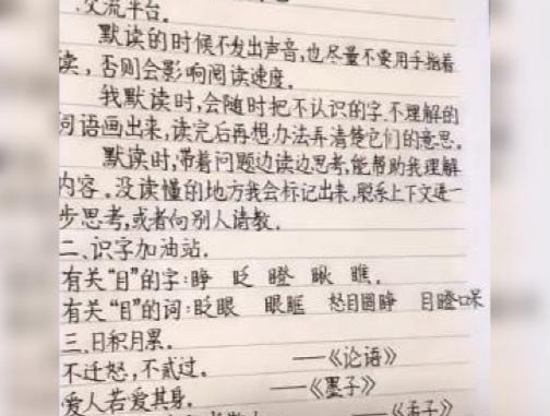 正楷字体|小女孩用正楷字体写作业,看后赏心悦目,网友:强迫症都被治好了