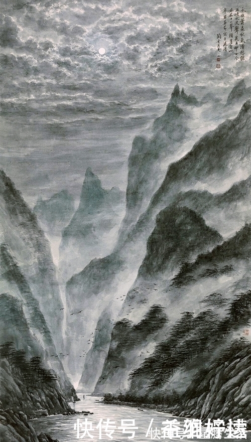 画家&既有光影明暗,又有国画韵味,陶冷月绘《寒江冷月》